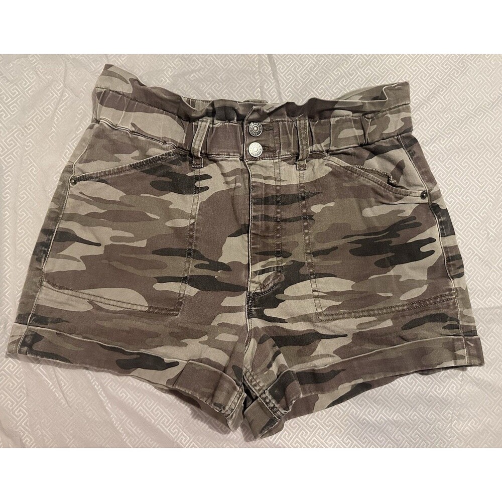 Express Camo Shorts Womens Small High Rise Stretch Army Green Utility Shorts